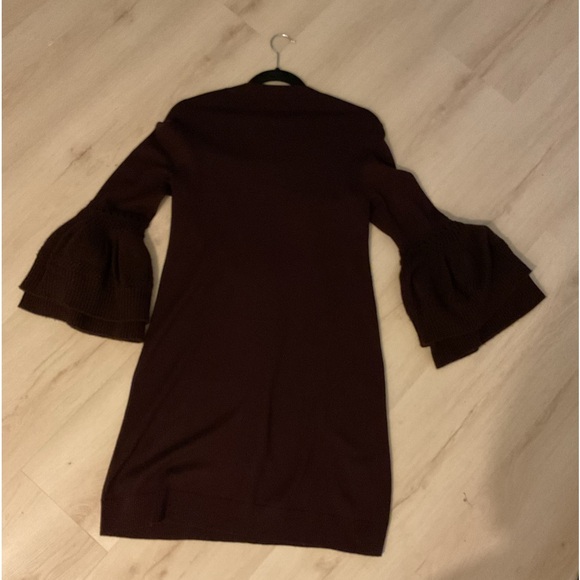 ELIZA J Women’s Knit Layered Burgundy Bell Sleeve Sweater Dress Size: Medium - Picture 3 of 6
